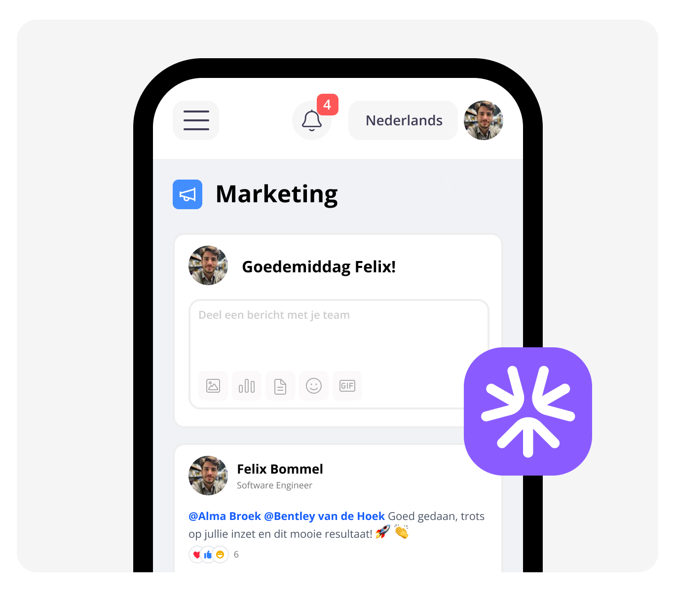 Functies - Interne communicatie - Mobiele app